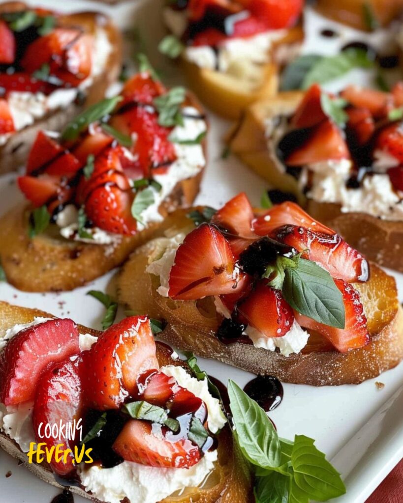 Serving Strawberry Balsamic Crostini with Whipped Ricotta