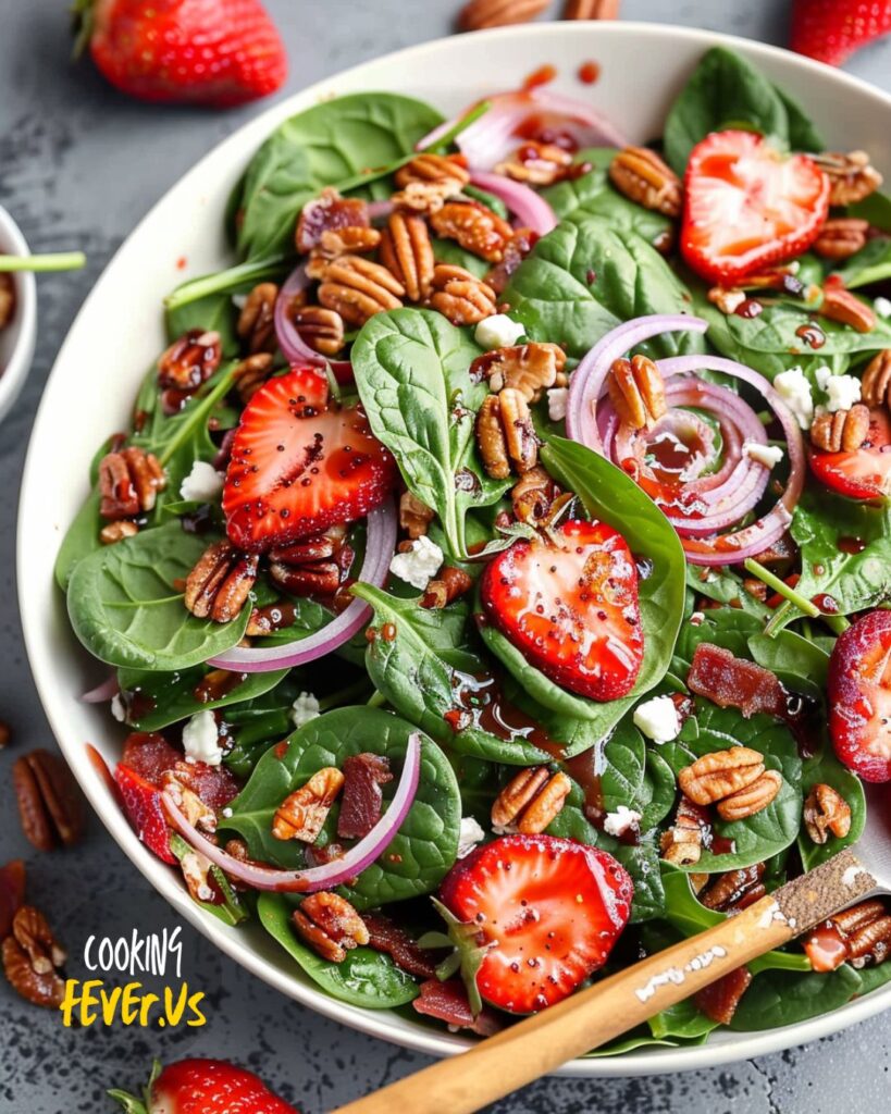 Making Strawberry Spinach Salad