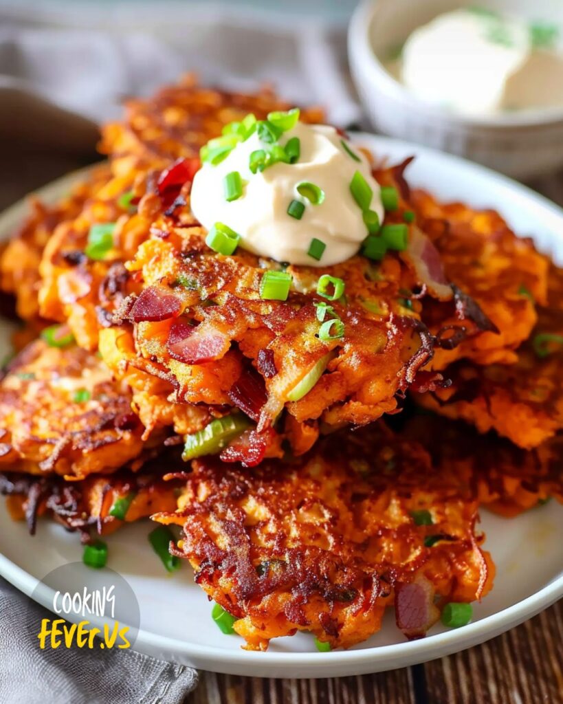 Sweet Potato Fritters with Bacon and Green Onions Recipe