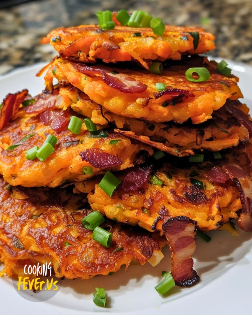 Sweet Potato Fritters with Bacon and Green Onions