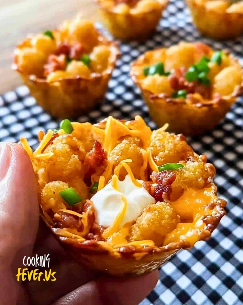 Making Tater Tot Appetizer Cups