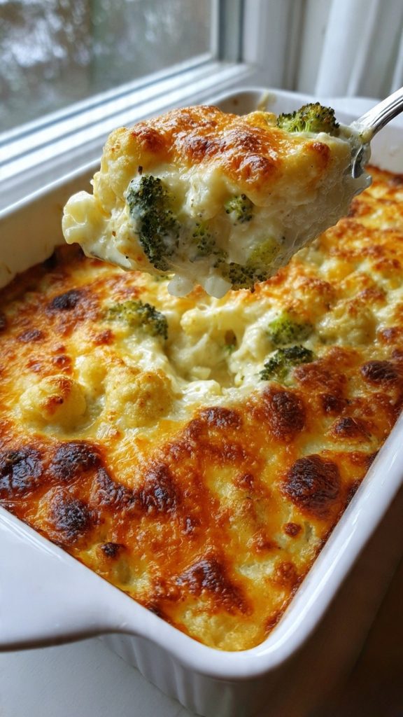 Broccoli And Cauliflower Cottage Cheese Bake