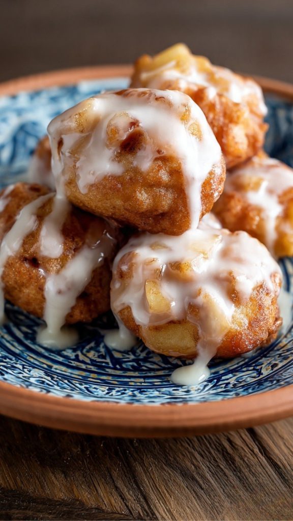 Cinnamon Glazed Apple Fritter Bites