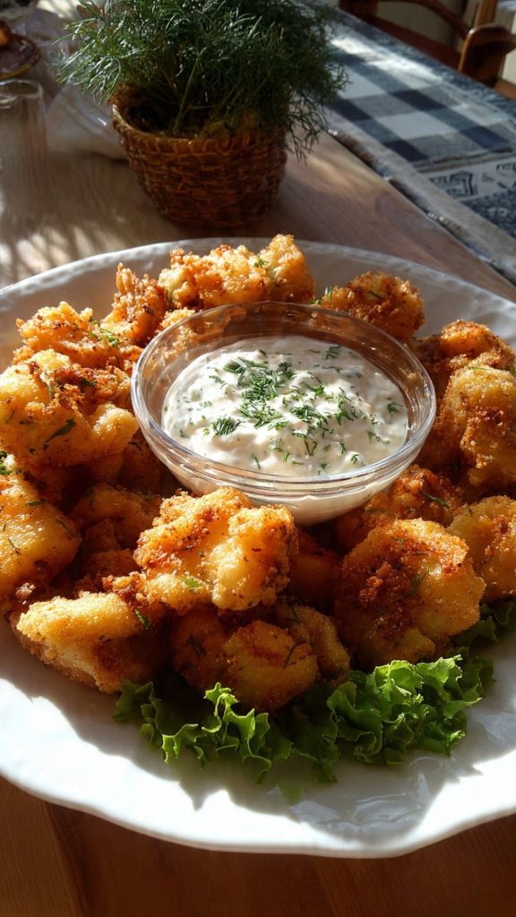 Crispy Fried Mushrooms With Cool Ranch Dip