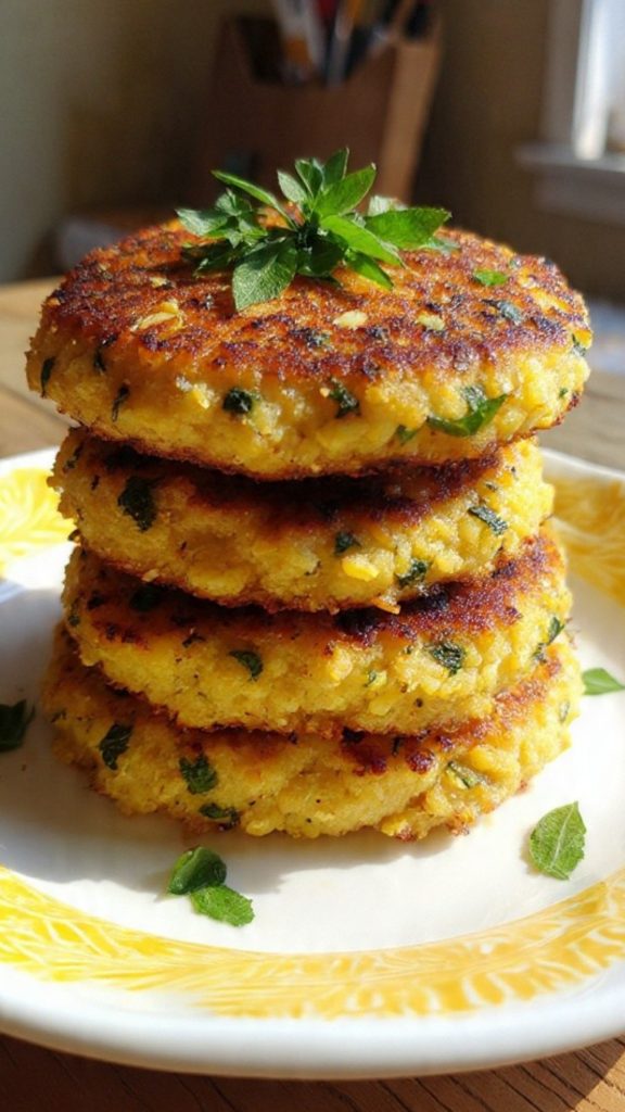 Lemon Garlic Chickpea Cakes