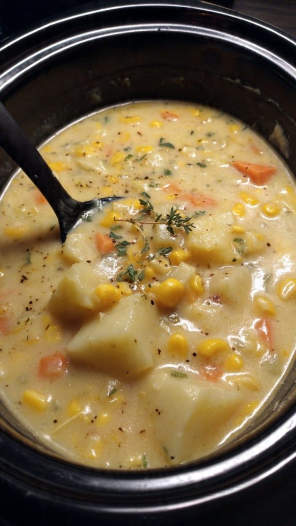 Slow Cooker Potato Corn Chowder | Creamy Cold-Weather Dinner